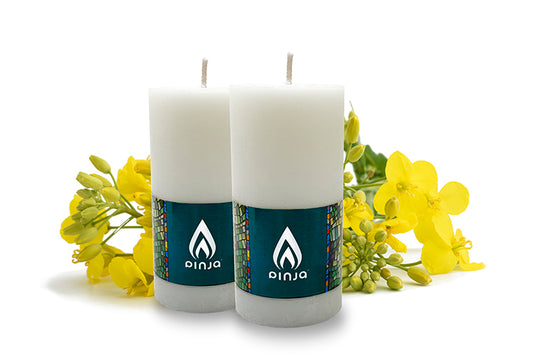 2-pack White Rapeseed Wax Pillar Candles, Unscented & Vegan